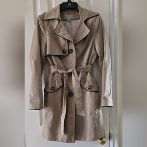 H&M Classic Tan Trench Coat with Dark Edging